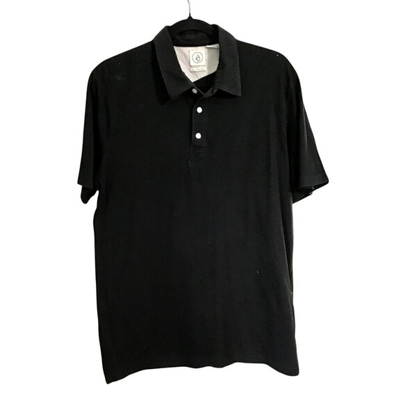 VOLCOM MENS BLACK SHORT SLEEVE POLO SHIRT SIZE LARGE - Picture 1 of 6